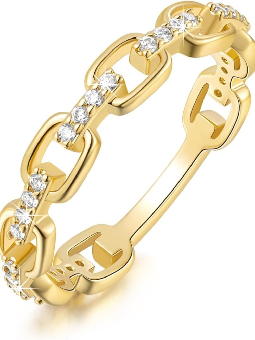 Dainty 14K Gold Non-Tarnish Stackable Rings for Women with Cubic Zirconia, Size